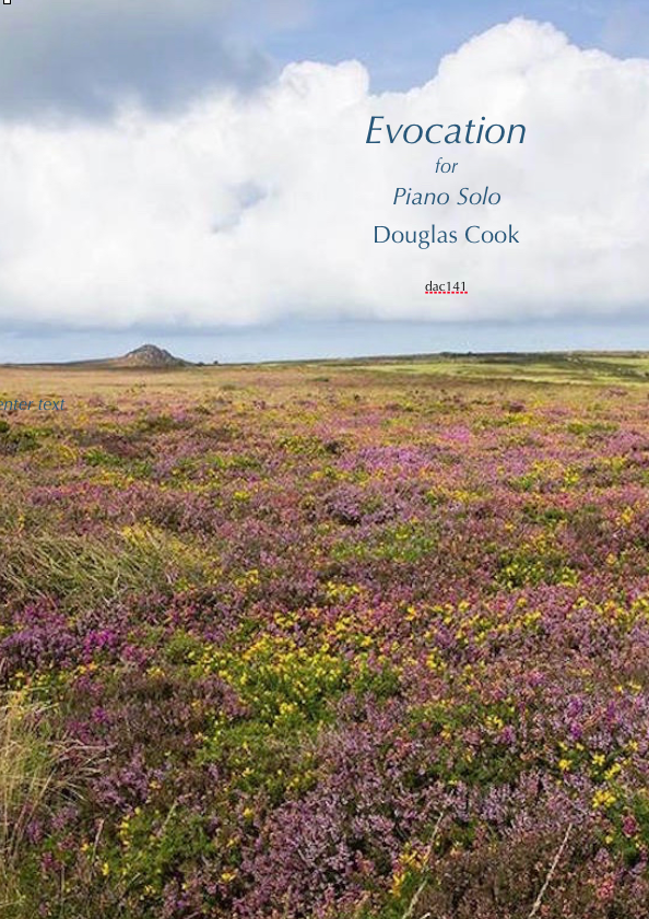 Front cover of Evocation, piano solo by Douglas Cook